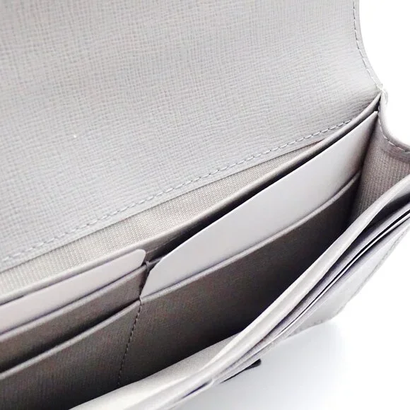 FURLA Grey Saffiano Leather Gold Plated Logo Bifold Wallet - Picture 6 of 8